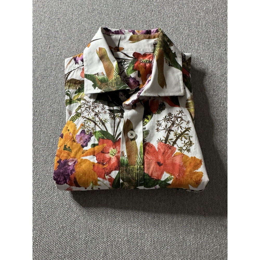 Alan Flusser Men's Large Floral Short Sleeve Button Up Shirt Tropical, Colorful - Picture 11 of 11